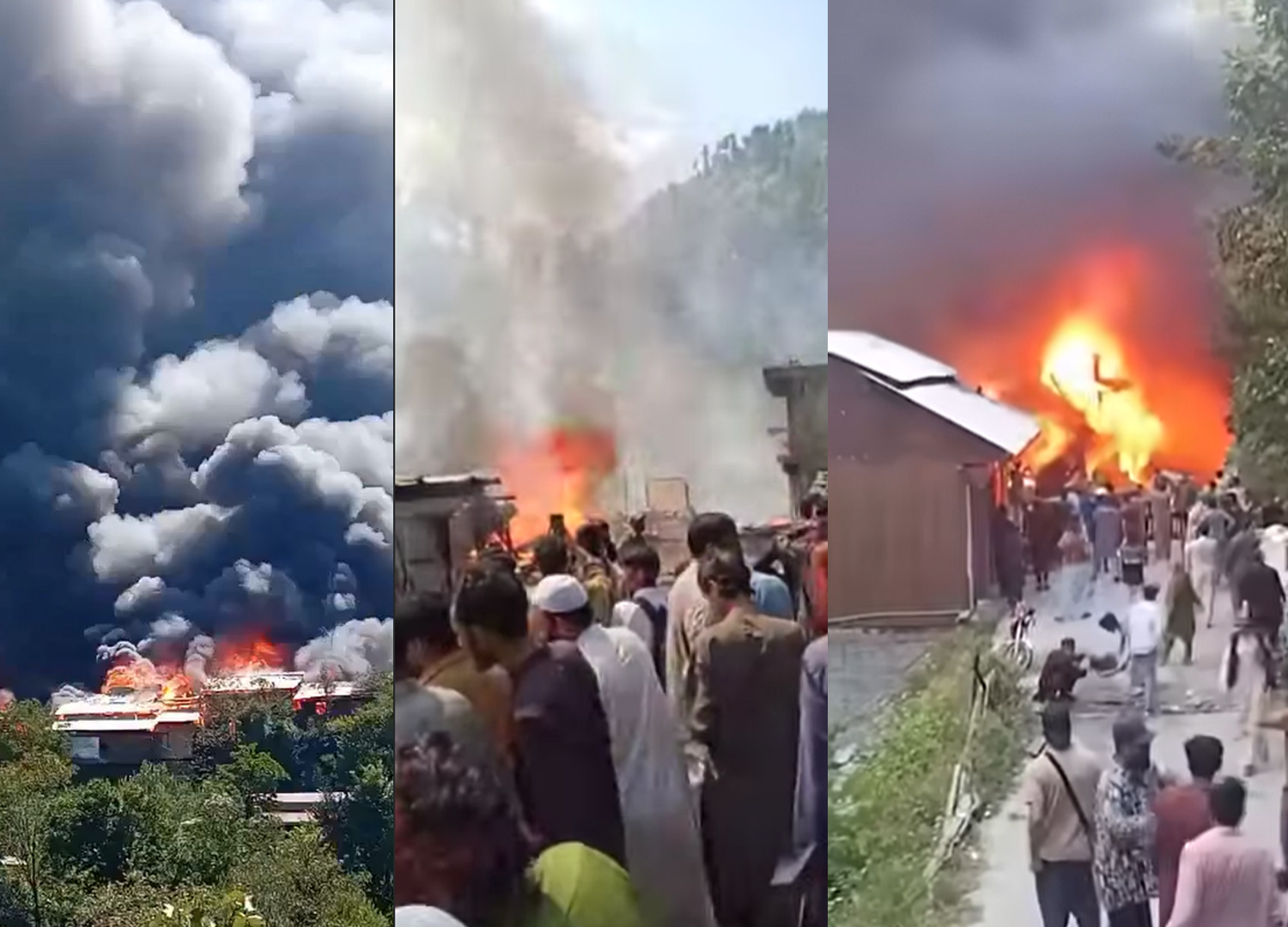 وادی لیپہ کے کپہ گلی بازار میں خوفناک آتشزدگی: 30 سے زائد دکانیں جل کر راکھ، جامع مسجد بھی شہید